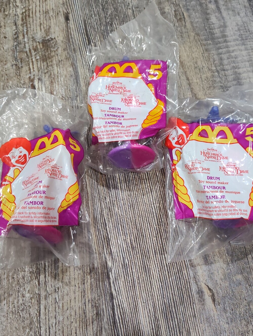 VINTAGE McDONALDS HAPPY MEAL TOY DISNEY HUNCHBACK OF NOTRE DAME DRUM #5 NIP